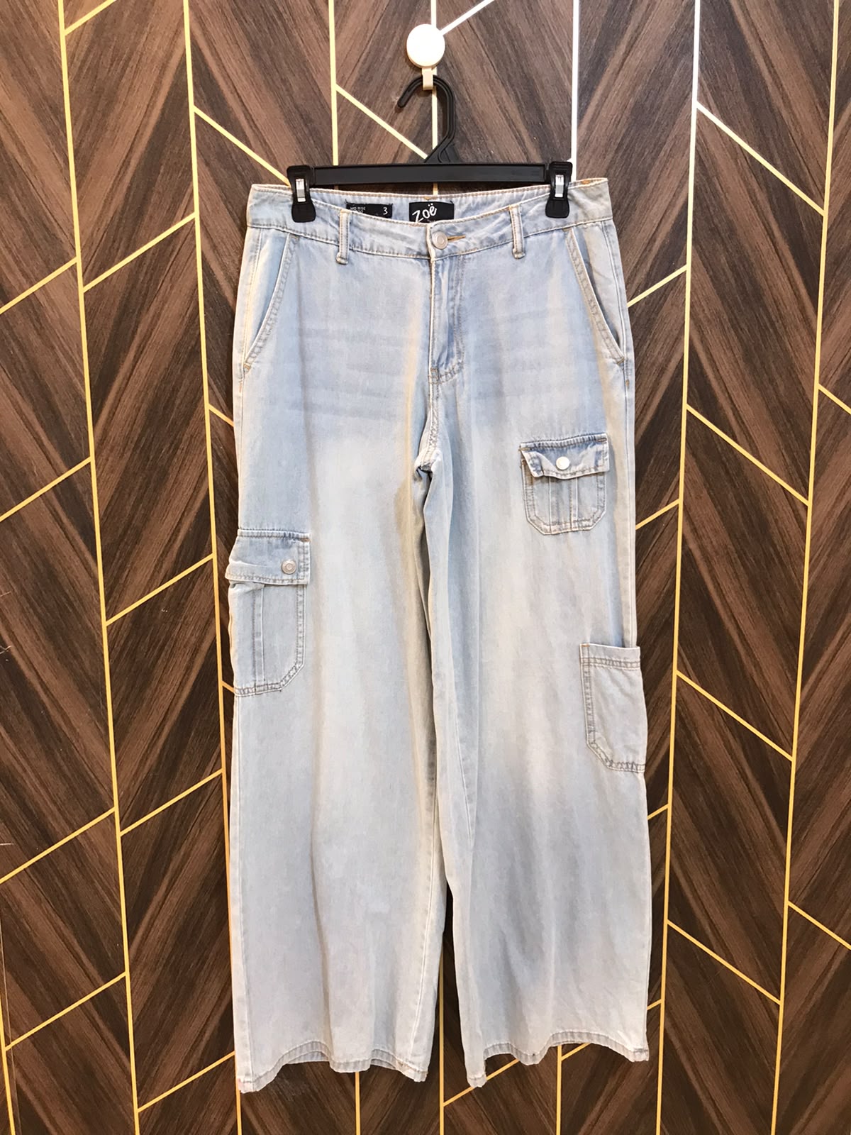 Women High Waist Wide Leg Cargo Jeans Medium | Waist 32 | Length 40