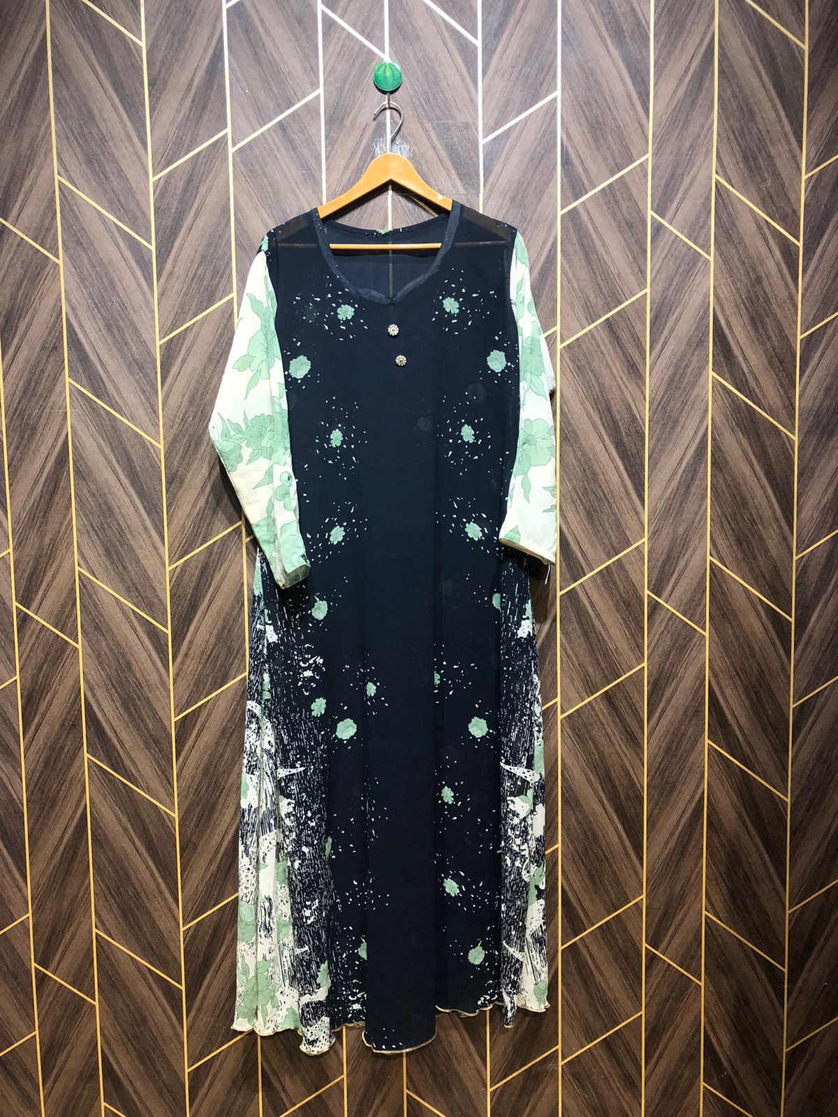 Western Long Maxi Chiffon See Through X Large | Size | Chest 23| Length 56