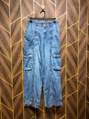 Women Wide Leg Cargo Jeans Medium | Waist 30 | Length 40