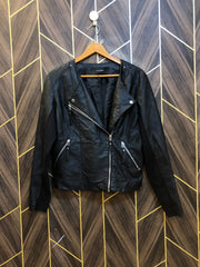 Women Leather Crop Jacket Medium | Size | Chest 19 | Length 22