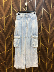 Women High Waist Wide Leg Cargo Jeans X Small | Waist 26 | Length 42