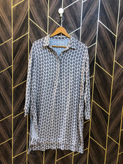 Women Long Shirt Linen Large | Chest 21 | Length 37