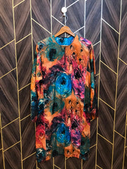 Women Silk Cord Set  baggy  | Shirt Chest 19 | Shirt Length 41 | Skirt Waist 30 | Skirt Length 39