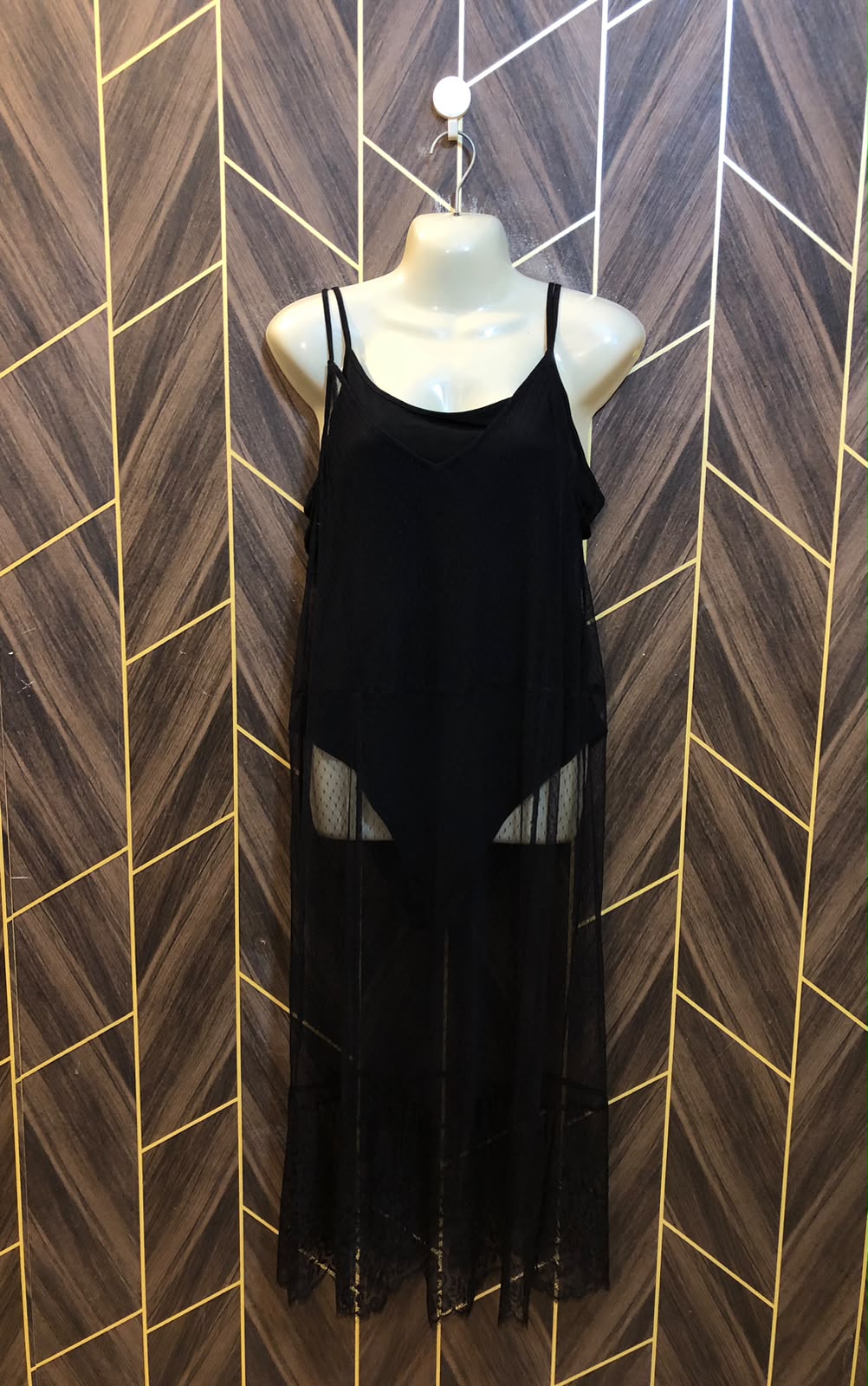 Mini Dress Net Jersey  see through Medium Size Chest 19 Length 46