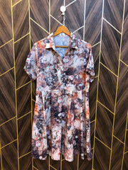 Women Long Shirt Silk Large | Chest 21 | Length 39
