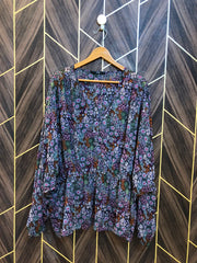 Western Top Chiffon (See Through) – Large Size baggy   (Chest: 20, Length: 28 )