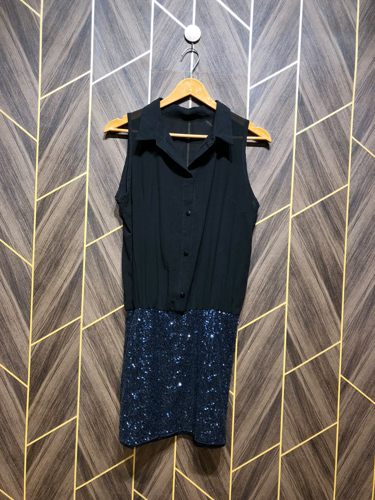 Mini Party Dress chiffon see through  Medium Size Chest 19 Length 34