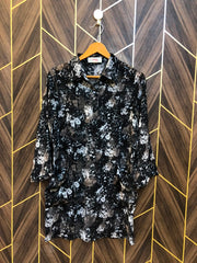 Women Long Shirt Chiffon See Through Small | Chest 18 | Length 32