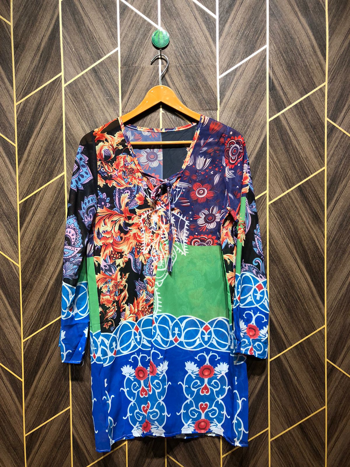 Women Long Shirt Chiffon See Through Small | Chest 18 | Length 33