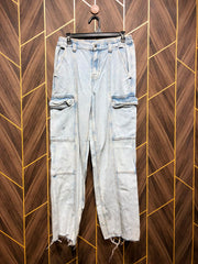 Women Wide Leg Cargo Jeans Medium | Waist 30–32  | Length 40