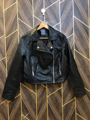 Women Leather Crop Jacket Medium | Size | Chest 19 | Length 20