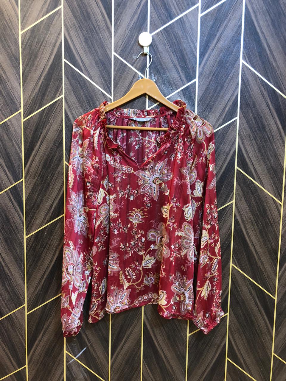 Western Top Chiffon (See Through) – Large Size (Chest: 20, Length: 27)