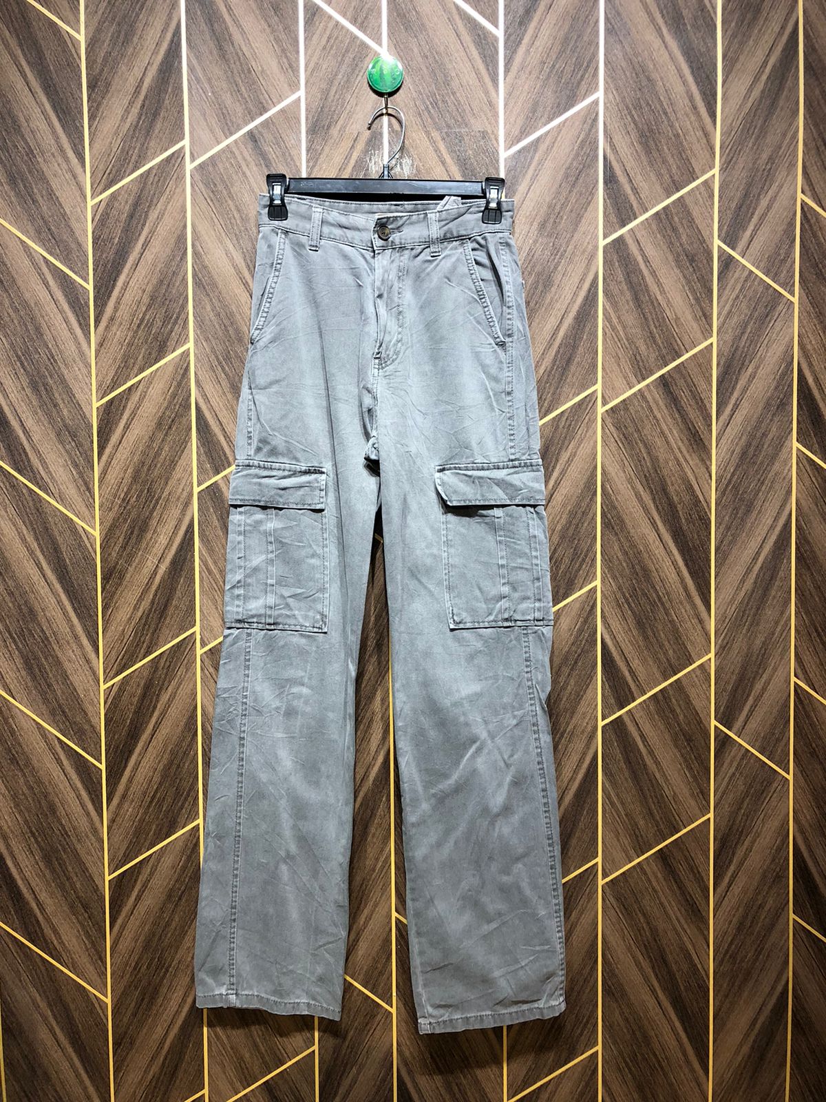 Women Wide Leg Cargo Jeans Small Size High Waist 26 Length 42