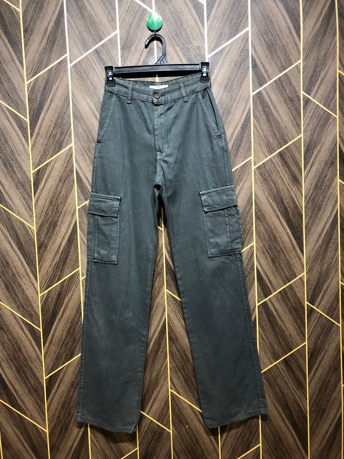 Women Wide Leg Cargo Jeans X Small Size High Waist 24 Length 41