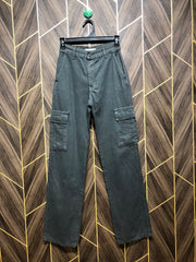Women Wide Leg Cargo Jeans X Small Size High Waist 24 Length 41