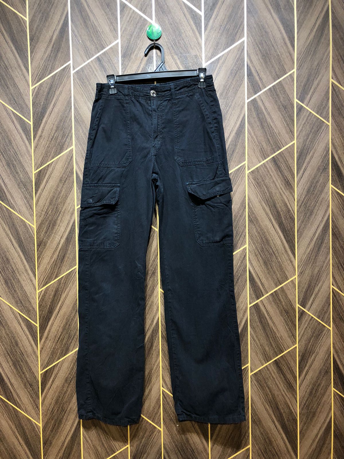 Women Wide Leg Cargo Jeans Medium Size High Waist 28 Length 41