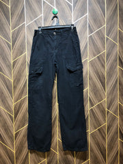 Women Wide Leg Cargo Jeans Medium Size High Waist 28 Length 41