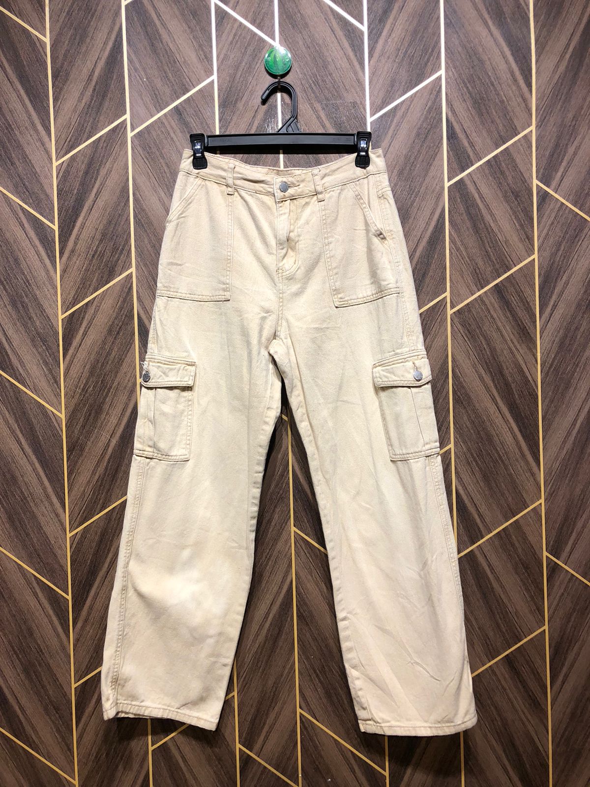 Women Wide Leg Cargo Jeans Medium Size High Waist 28 Length 37
