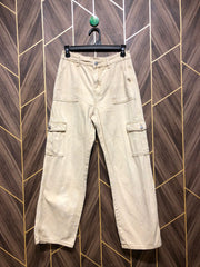 Women Wide Leg Cargo Jeans Medium Size High Waist 28 Length 37