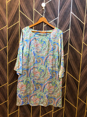 Women Long Shirt Silk Large | Chest 21 | Length 35