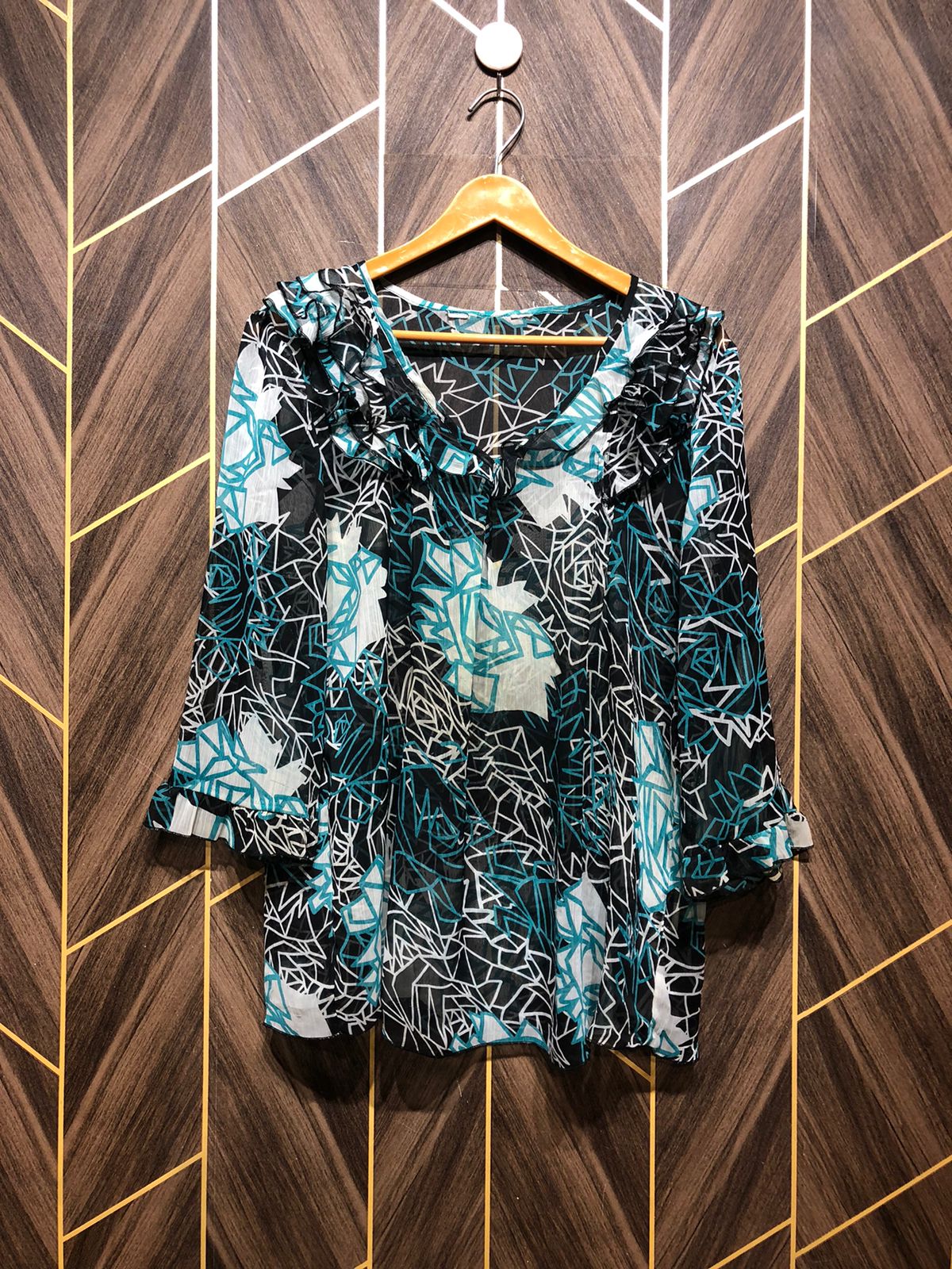Western Top Chiffon (See Through) – -Large Size (Chest: 21, Length: 28 )
