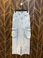 Women High Waist Wide Leg Cargo Jeans X Small | Waist 26 | Length 41
