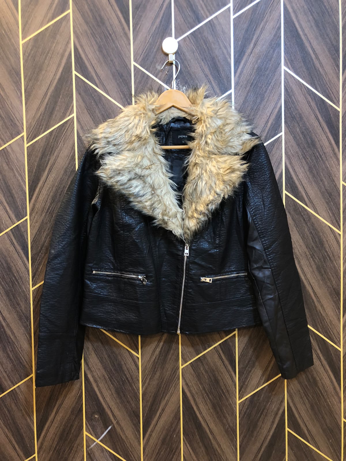 Women Leather Crop Jacket Large | Size | Chest 20 | Length 21