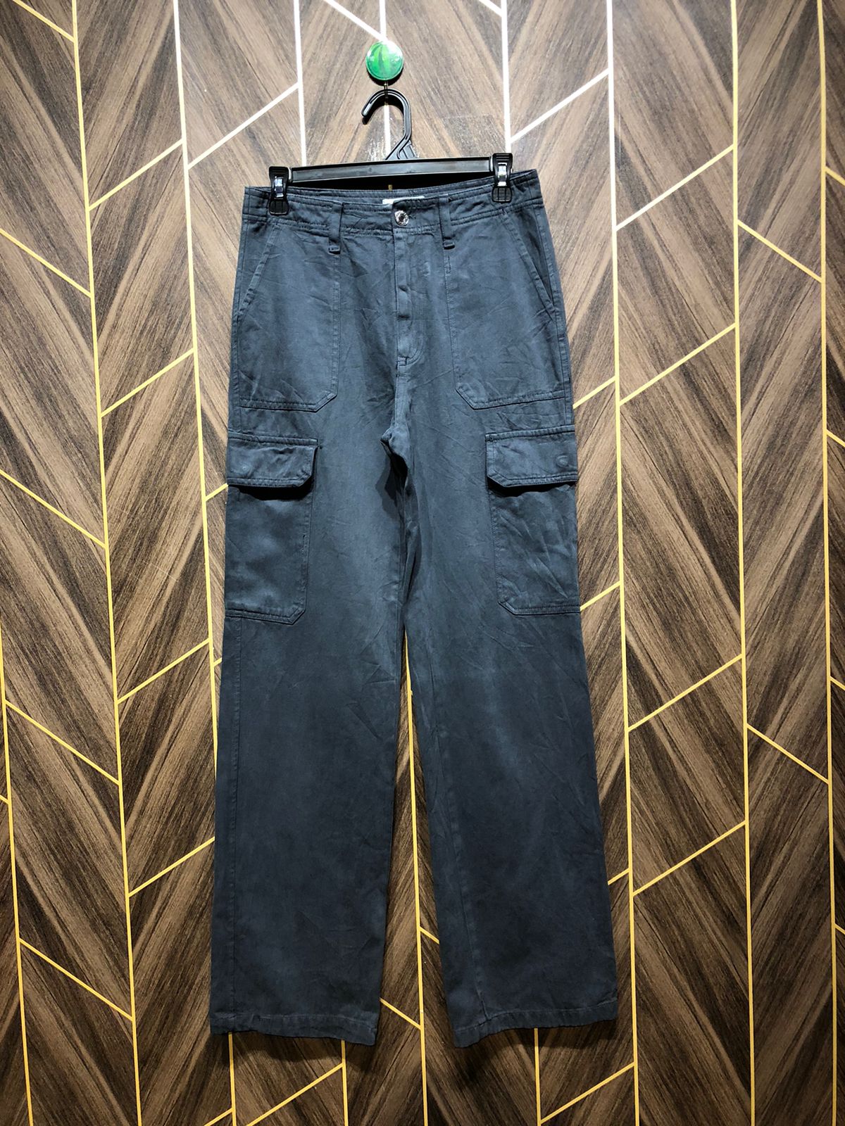 Women Wide Leg Cargo Jeans Medium Size High  Waist 28 Length 42