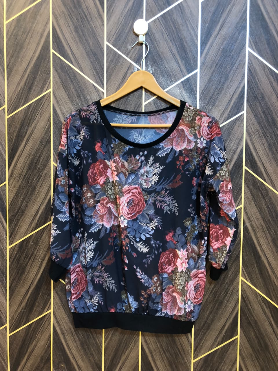 Western Top Chiffon (See Through) – Large Size (Chest: 21 length : 25 )