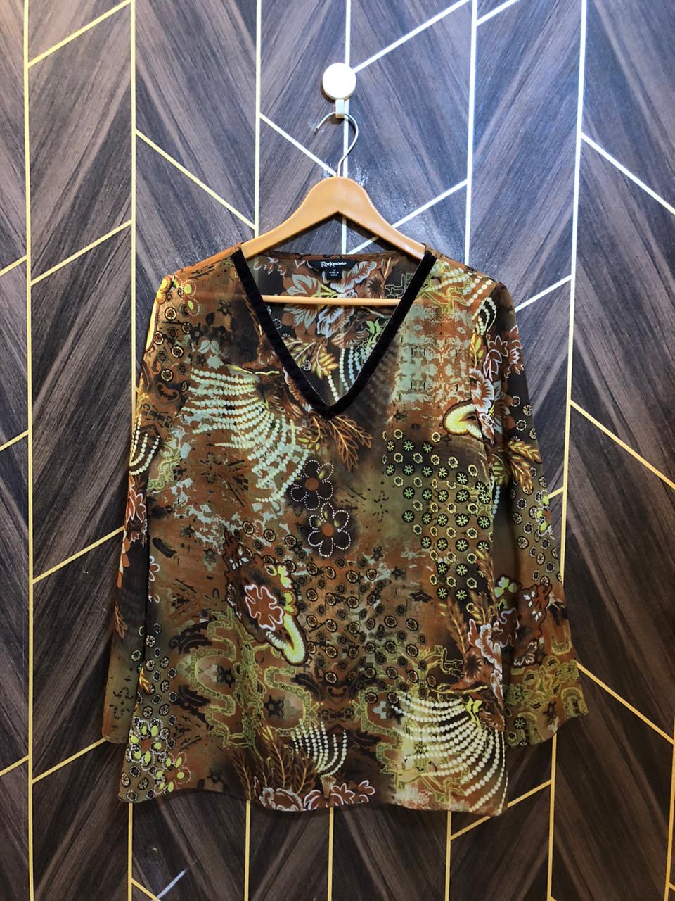 Western Top Chiffon (See Through) – Large Size (Chest: 20, Length: 26 )