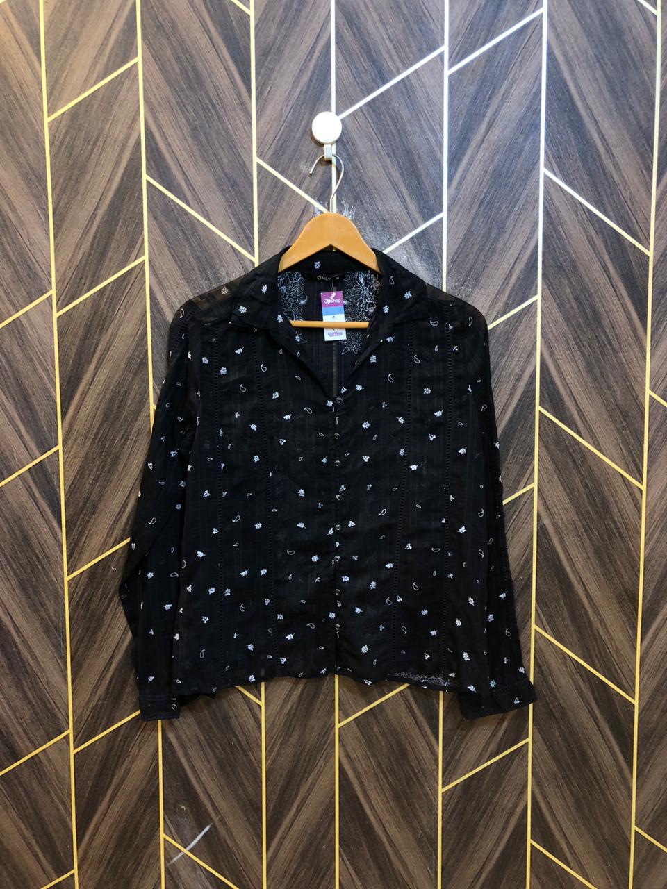 Western Top crop  Chiffon (See Through) – Small Size (Chest: 18, Length: 22  )