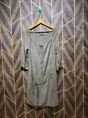 Women Long Shirt Linen Small | Chest 18 | Length 40