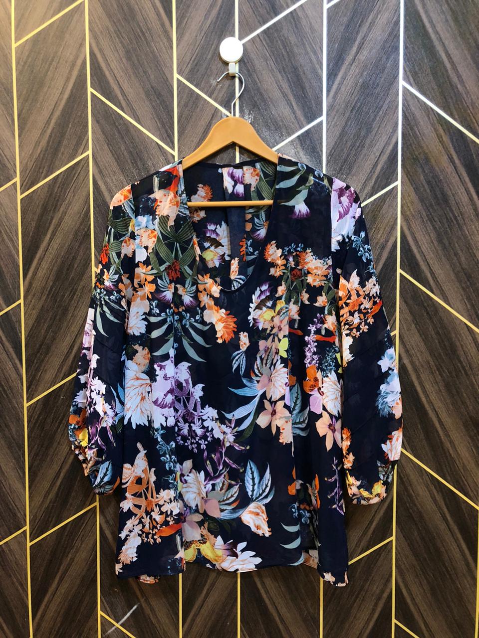 Western Top Chiffon (See Through) – 1XL Size (Chest: 23, Length: 29 )