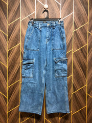 Women Wide Leg Cargo Jeans 1XL | Waist 38 | Length 35