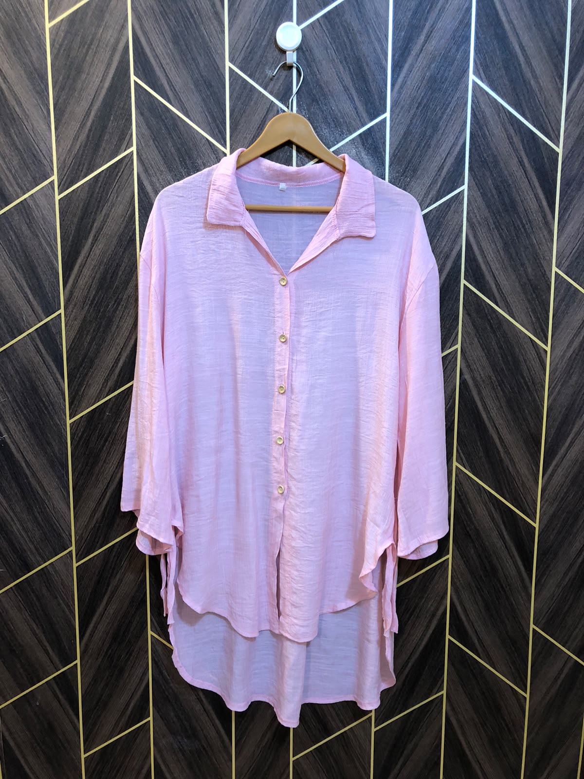 Women Long Shirt Linen Large | Chest 24 | Length 39