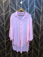Women Long Shirt Linen Large | Chest 24 | Length 39
