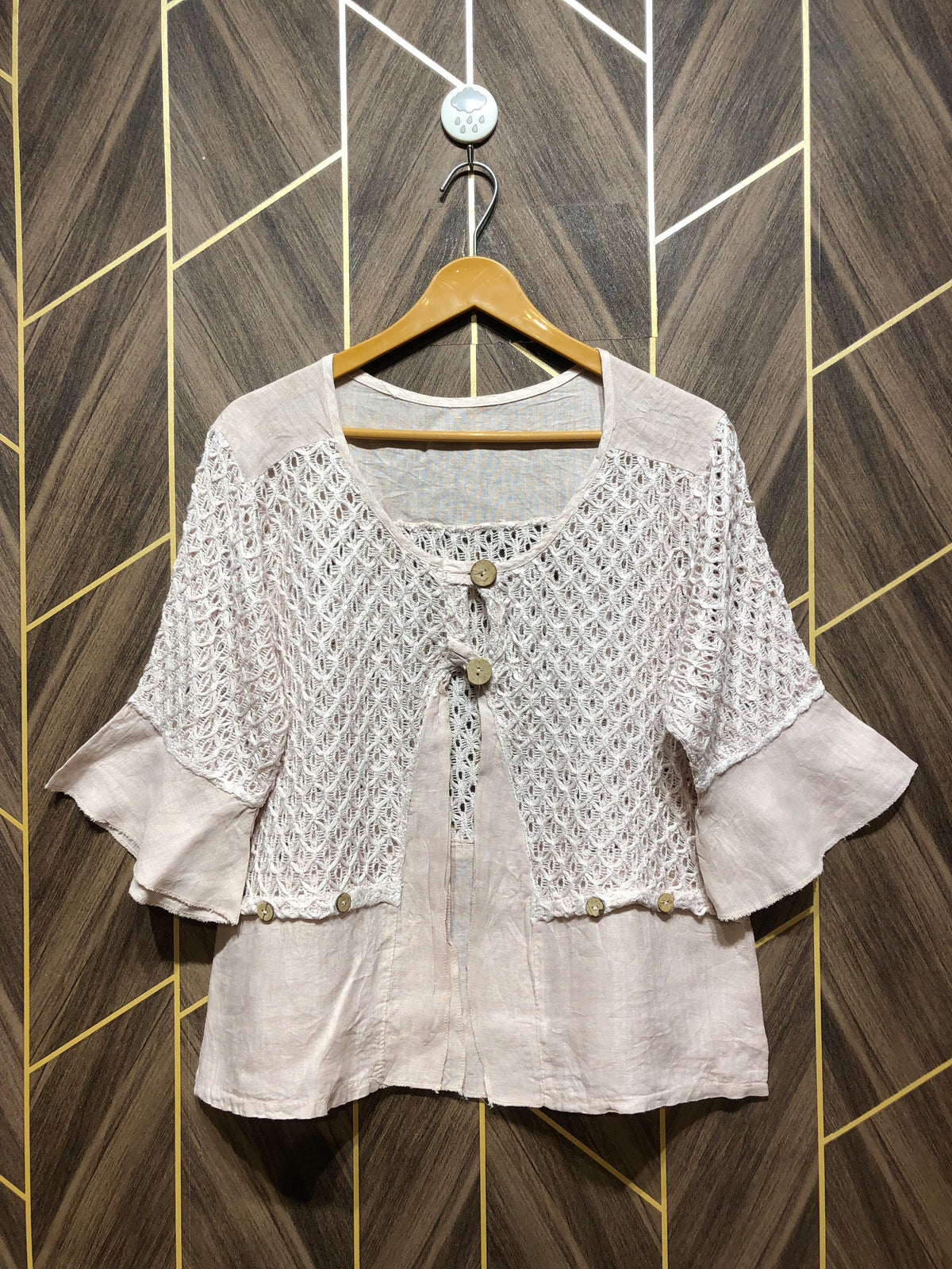 Trendy Linen Crop Top size Medium Lightly see through