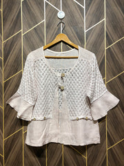 Trendy Linen Crop Top size Medium Lightly see through