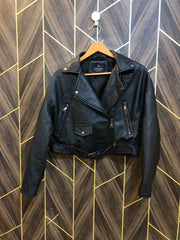 Women Leather Crop Jacket Medium | Size | Chest 19 | Length 18