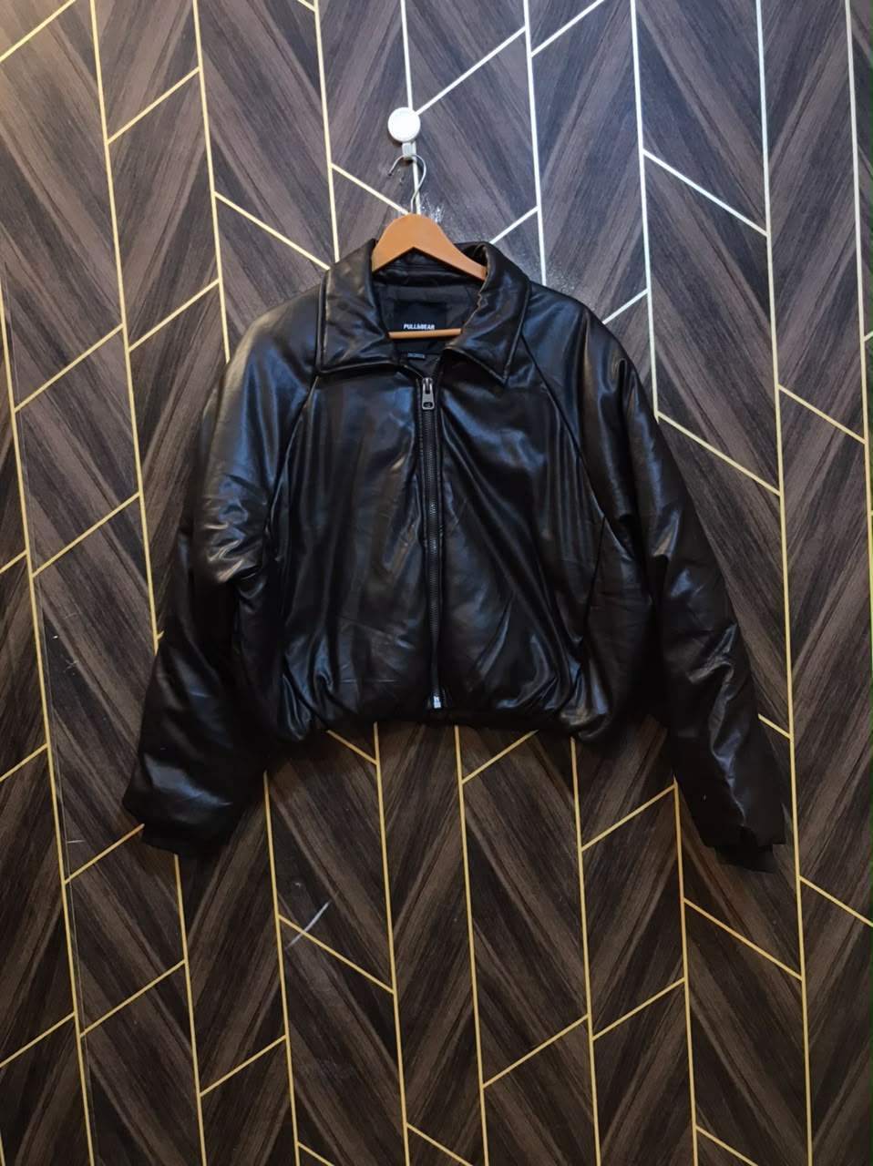 Women Leather Crop Jacket Medium | Size | Chest 19 | Length 21 baggy
