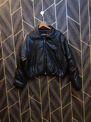 Women Leather Crop Jacket Medium | Size | Chest 19 | Length 21 baggy