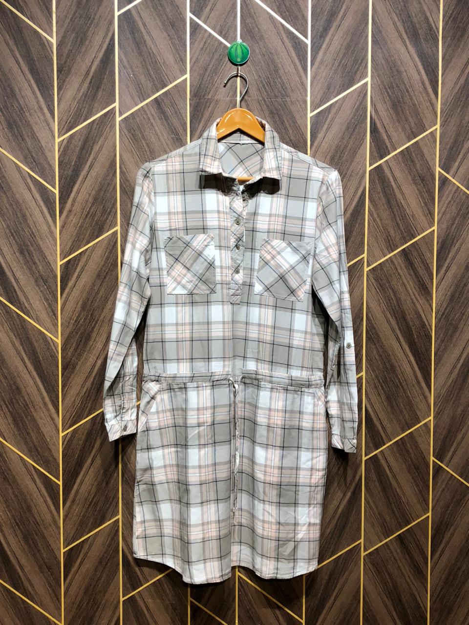 Women Long Shirt Cotton Medium | Chest 19 | Length 37