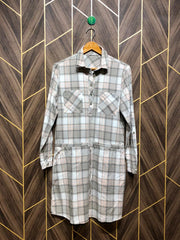 Women Long Shirt Cotton Medium | Chest 19 | Length 37