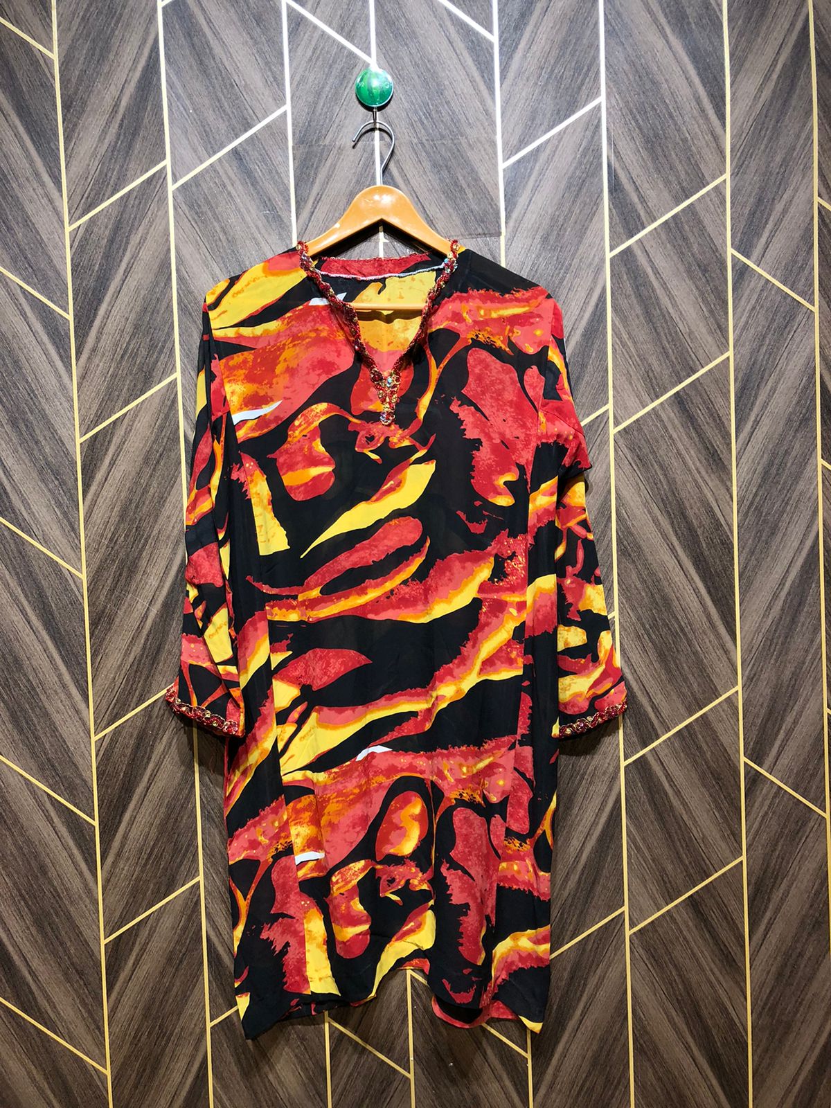 Women Long Shirt Chiffon See Through Large | Chest 20 | Length 36