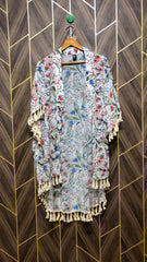 Women Long Shirt Chiffon See Through Large | shrug  | Length 39
