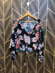 Western Top crop  Chiffon (See Through) – Medium Size (Chest: 19, Length: 23 ) baggy