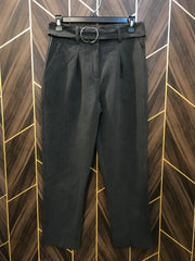 30 High Waist Belt Pent Ankle Length Straight Fitt