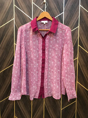 Shirt Medium Chest 19 Length 26 Chiffon See through 1014