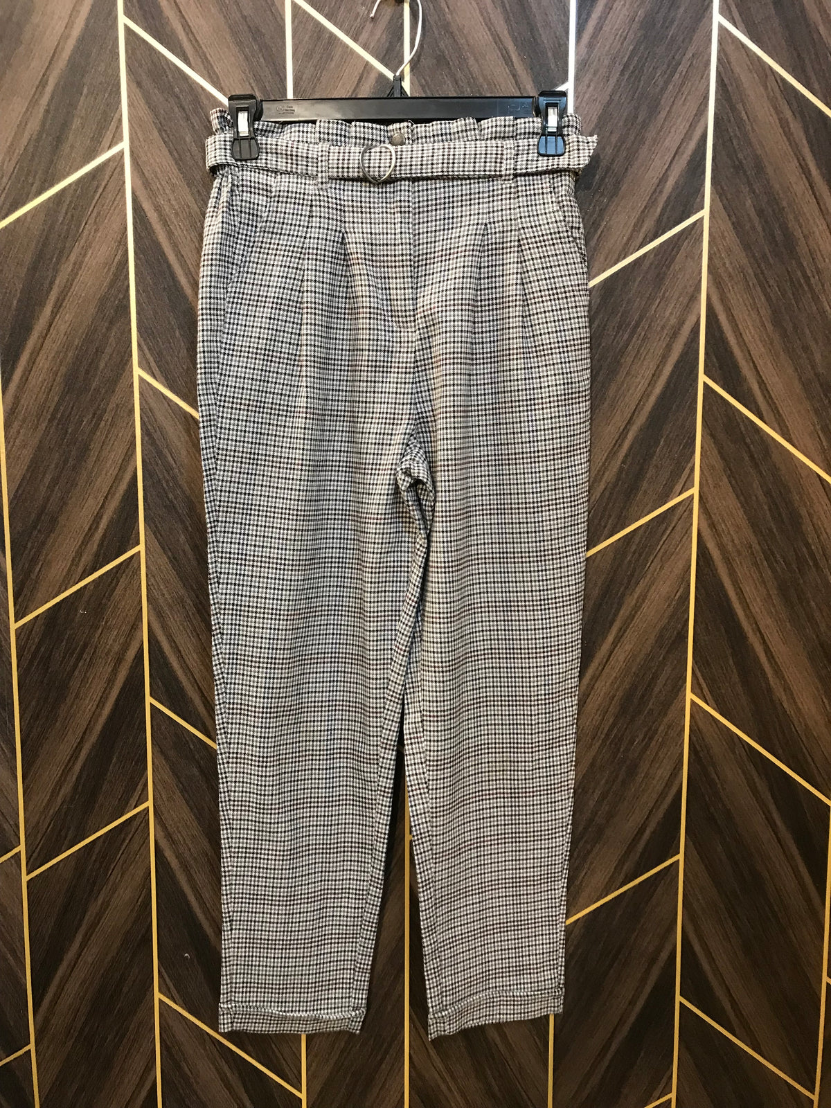 28 High Waist Belt Pent Ankle Length Straight Fitt