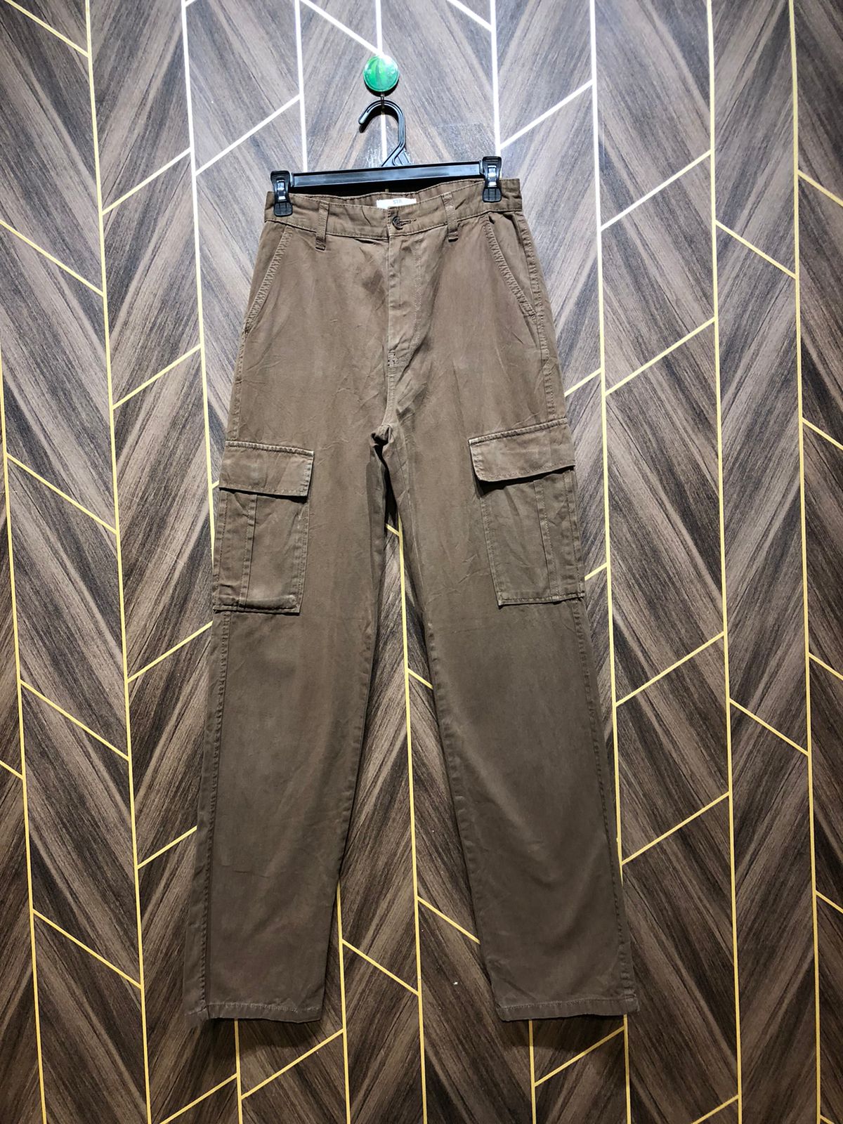 Women Wide Leg Cargo Jeans Medium Size  High Waist 28 Length 43
